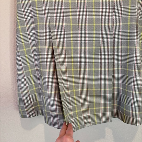 NWT Tahari ASL Women's Pleat-Front Plaid Skirt, size 8, Avocado/Lime,Preppy Fall - Picture 5 of 11